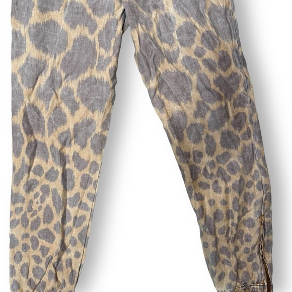By Anthropologie Tamarind Linen Tapered Jogger Animal Giraffe Print Trouser SZ 2 - Picture 13 of 16